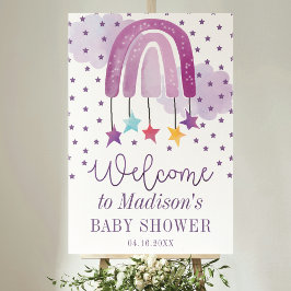 Lila Rainbow Välkommen Baby Shower Poster