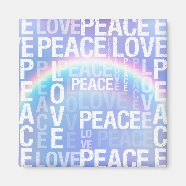 Lila Rainbow White Peace Kärlek Magnet (Framsidan)