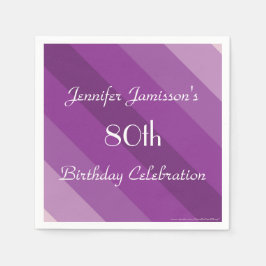 Lila Rand 80:e Födelsedagsfesten Papper Pappersservett