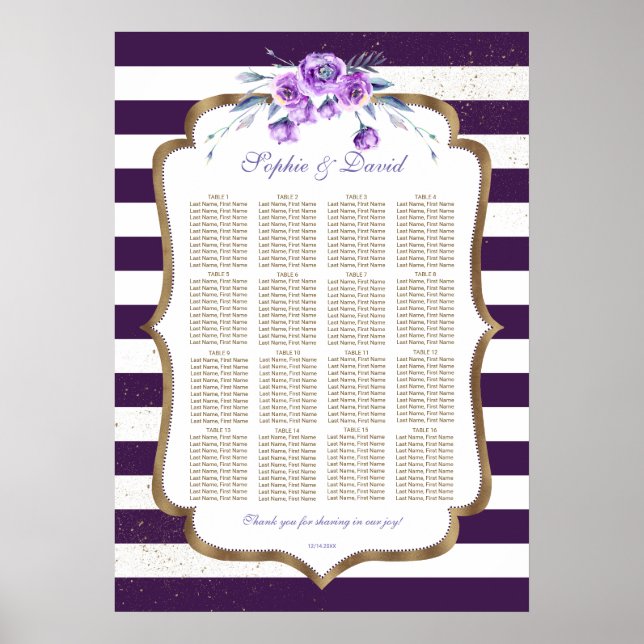 Lila Rand Guld Violet Ecustoms Seatschabell Poster (Framsidan)