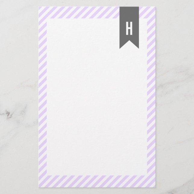 Lila Rand Monogram Brevpapper (Framsida)