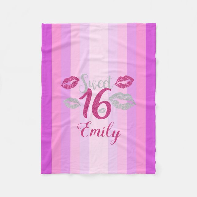 Lila Rand och Läppar Fleecefilt (Framsidan)