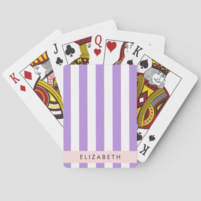 Lila Rand, Stripe Mönster, Linjer, Ditt namn Casinokort (Baksidan)