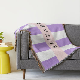 Lila Rand, Stripe Mönster, Linjer, Ditt namn Filt