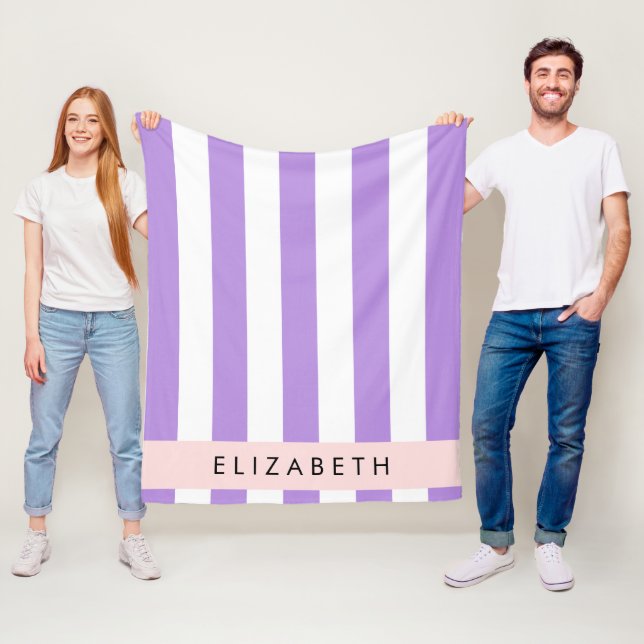 Lila Rand, Stripe Mönster, Linjer, Ditt namn Fleecefilt (På plats)