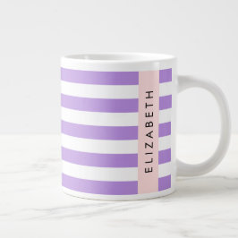 Lila Rand, Stripe Mönster, Linjer, Ditt namn Jumbo Mugg