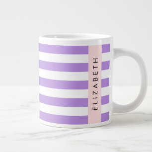 Lila Rand, Stripe Mönster, Linjer, Ditt namn Jumbo Mugg
