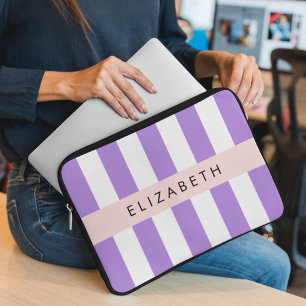 Lila Rand, Stripe Mönster, Linjer, Ditt namn Laptop Fodral