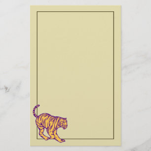 Lila Rand Vild katt Tiger Illustration Brevpapper