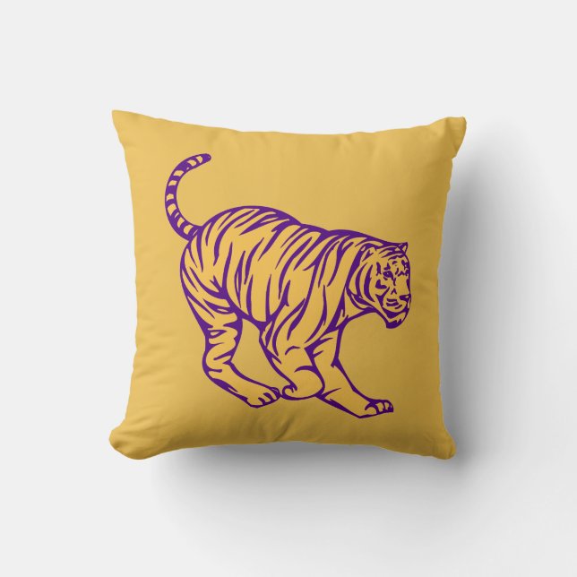Lila Rand Vild katt Tiger Illustration Kudde (Framsida)