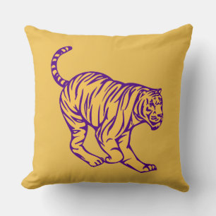 Lila Rand Vild katt Tiger Illustration Kudde