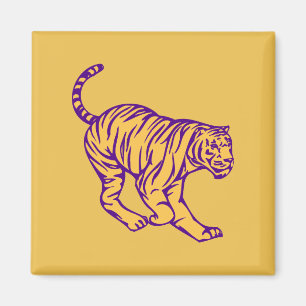 Lila Rand Vild katt Tiger Illustration Magnet