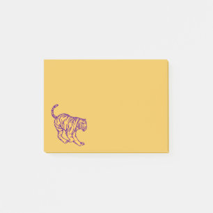 Lila Rand Vild katt Tiger Illustration Post-it Block
