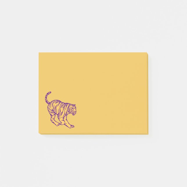 Lila Rand Vild katt Tiger Illustration Post-it Block (Framsida)