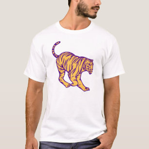 Lila Rand Vild katt Tiger Illustration Tee
