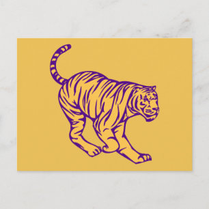 Lila Rand Vild katt Tiger Illustration Vykort