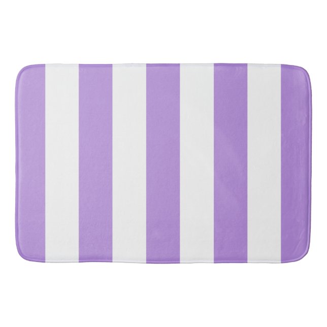 Lila Rand, Vita Rand, Stripe Mönster Badrumsmatta (Framsidan)