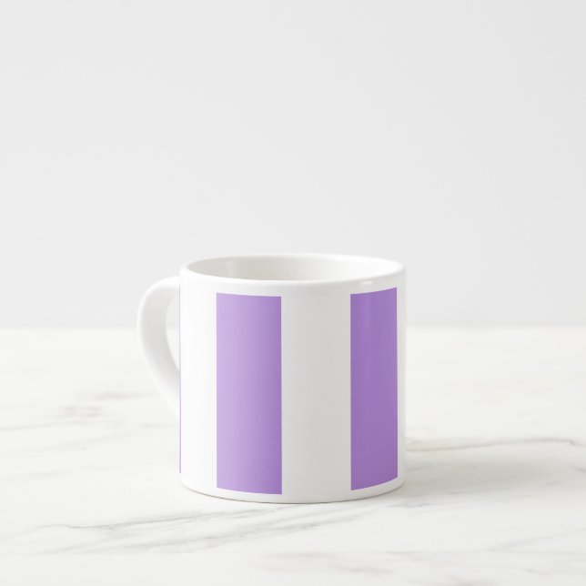 Lila Rand, Vita Rand, Stripe Mönster Espressomugg (Framsida vänster)