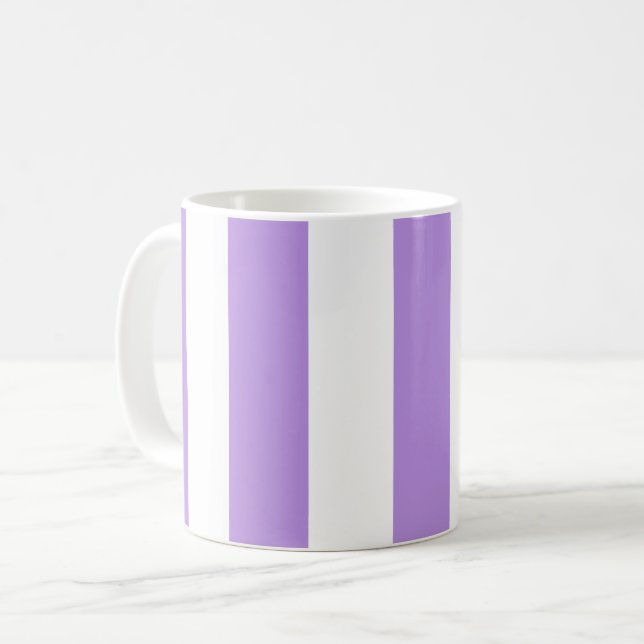 Lila Rand, Vita Rand, Stripe Mönster Kaffemugg (Framsida vänster)