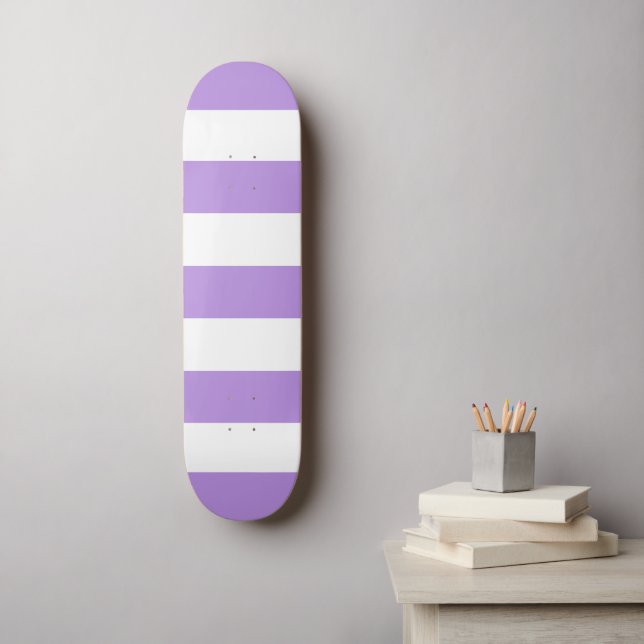 Lila Rand, Vita Rand, Stripe Mönster Mini Skateboard Bräda 18,5 Cm (Väggkonst)