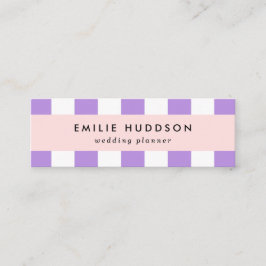 Lila Rand, Vita Rand, Stripe Mönster Mini Visitkort