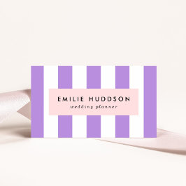 Lila Rand, Vita Rand, Stripe Mönster Visitkort