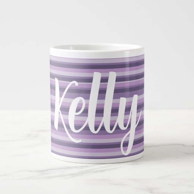 Lila ränder jumbo mugg (Framsidan)