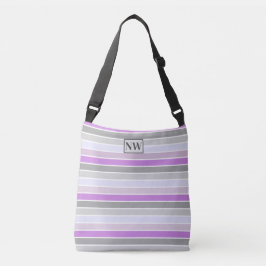 Lila-randig monogram totebag axelväska