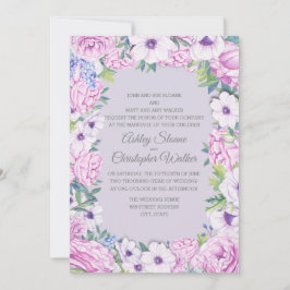 Lila Ranunculus Anenome Blommigt Utandning Bröllop Inbjudningar