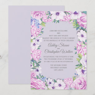 Lila Ranunculus Anenome Blommigt Utandning Bröllop Inbjudningar