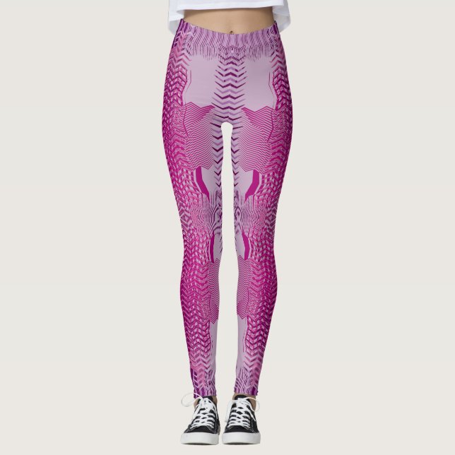 Lila Rastbalkar Leggings (Framsida)