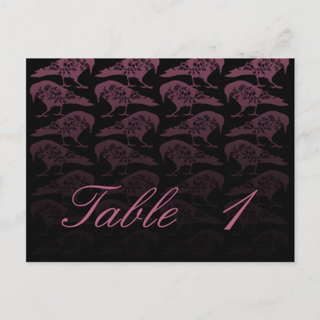 Lila Raven Gothic Bröllop Bordsnummer (Framsida)