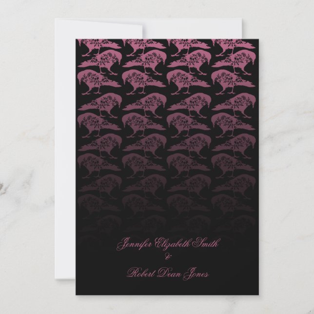 Lila Raven Gothic Wedding bjudande Inbjudningar (Framsida)