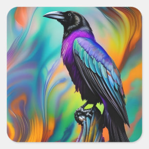 Lila Raven, norra ljus, bakgrund Fyrkantigt Klistermärke