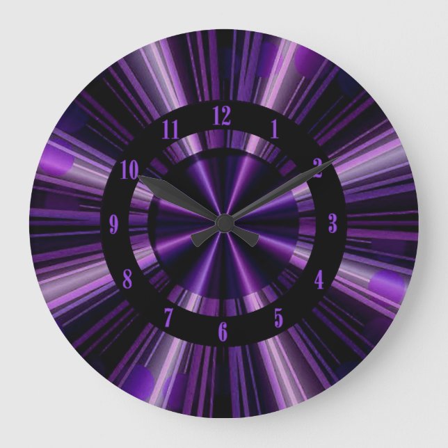 Lila Rays of Light Wall Clock Stor Klocka (Framsida)