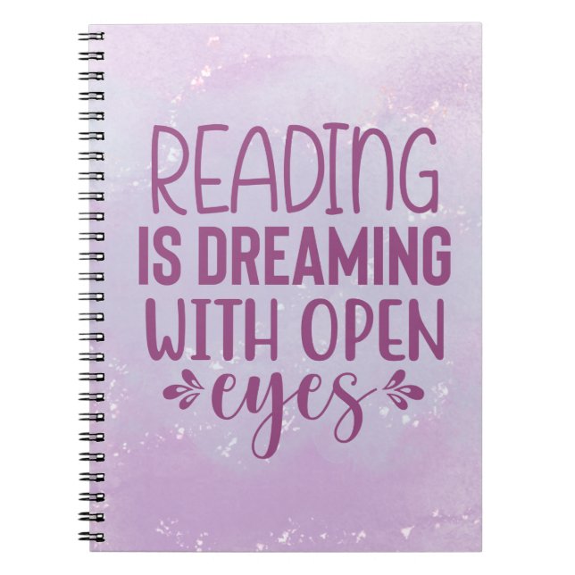 Lila Reading är en dröm med Open Ögon Magnet Anteckningsbok (Framsidan)