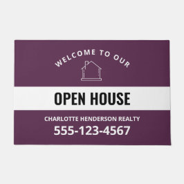 Lila Real Gods Logotyp Open House Välkommen