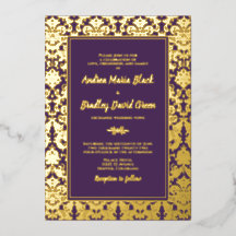 Lila Real Gold Foil Damask Wedding