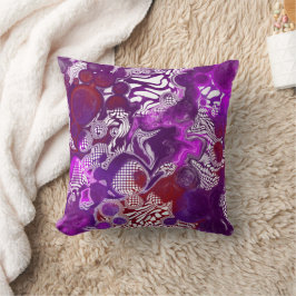 Lila Red Abstrakt Modern Fluid Art Marble Kudde