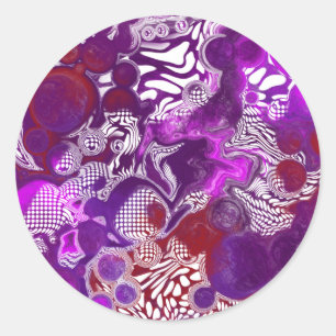 Lila Red Abstrakt Modern Marble Fluid Art Runt Klistermärke