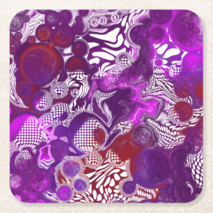 Lila Red Abstrakt Modern Marble Fluid Art Underlägg Papper Kvadrat