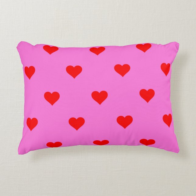 Lila Red Cute Simeart Mönster Prydnadskudde (Framsidan)