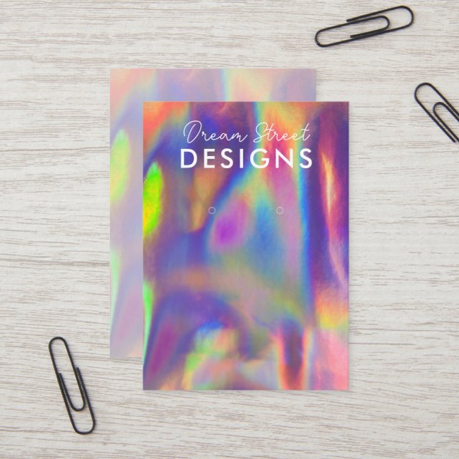 Lila Red Faux Holo Earring Visning Card Visitkort (Fram/Back In Situ)