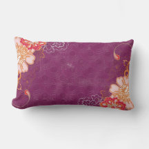 Lila Red & Rosa Blommigt Lumbar Pillow