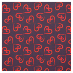 Lila Red Swirly Hearts jul-Eleganten Mönster Tyg