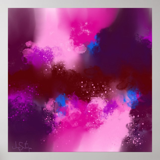 Lila Red Violet Magenta Blue Abstrakt Art Skriv ut Poster (Framsidan)
