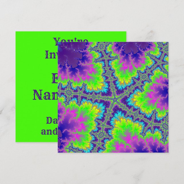 Lila Reef Starfish Inbjudningar (Fram/baksida)