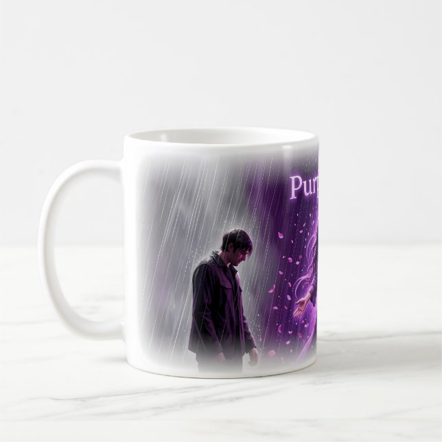 Lila regn Emotionell storm Romantik konst Mugg (Vänster)