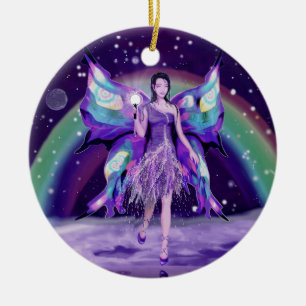 Lila regn Fairy Ceramic Ornament