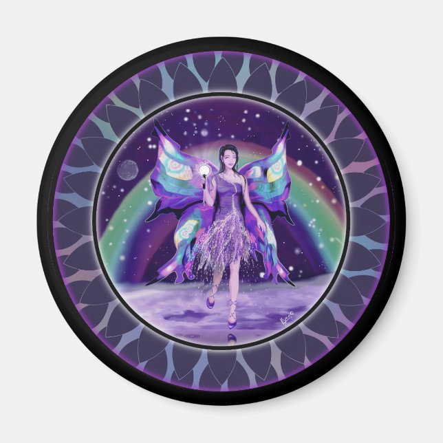 Lila regnälvamagnet magnet (Framsidan)
